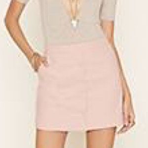Blush Faux Leather button up skirt